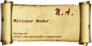 Mircsov Andor névjegykártya