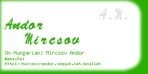 andor mircsov business card